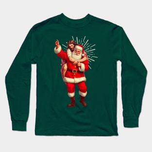 Ho Ho Holy Night - Santa and Jesus Piggyback Ride Long Sleeve T-Shirt